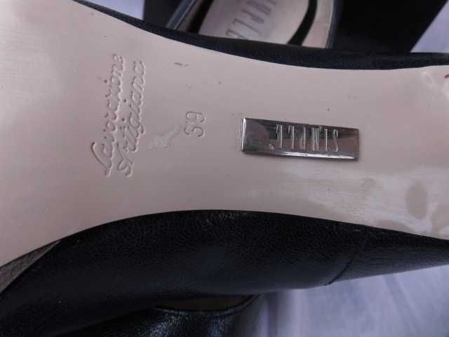 Simple skórzane szpilki platforma złote obcasy 39