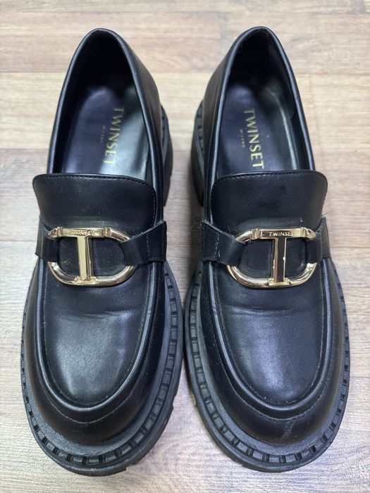 Лофери чорні шкіряні Twinset