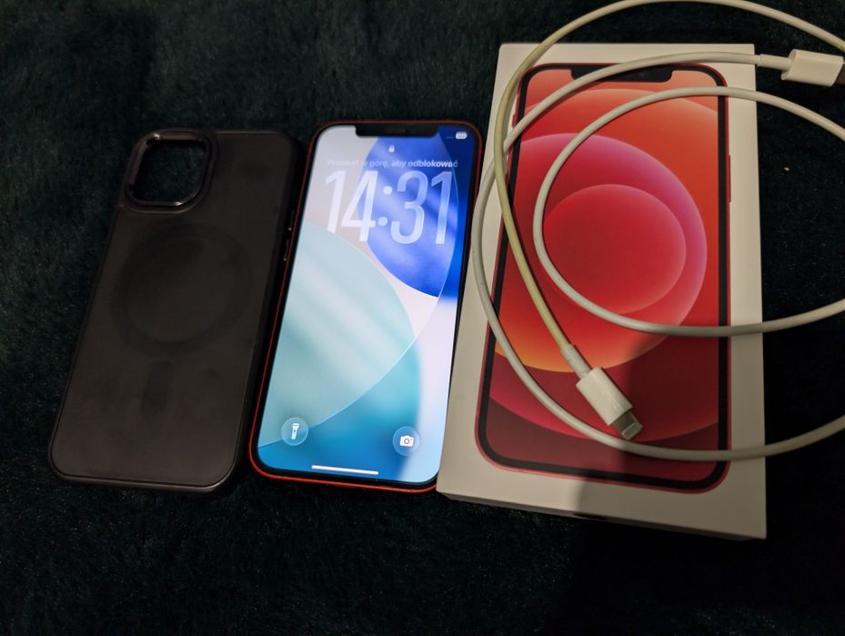 iPhone 12 64 GB Red (Czerwony) – Pudełko, Kabel / Bateria 83%