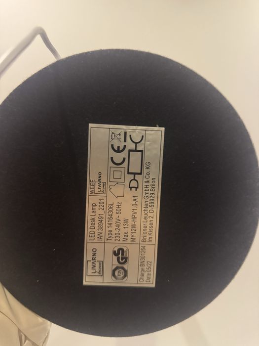 Candeeiro branco para secretária