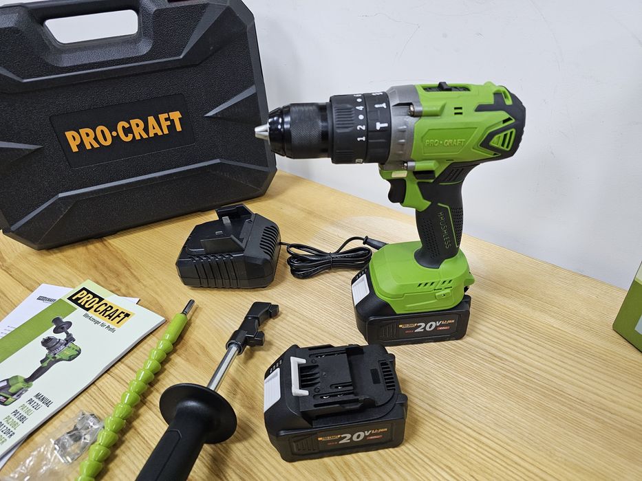 Шуруповерт Бесщеточный 50Нm +Удар ProCraft 4.0Ah акб 2шт Кейс Гарантия