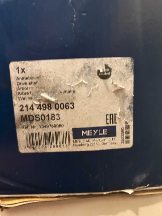 Półoś lewa Ducato/Jumper MEYLE 214 498 0063