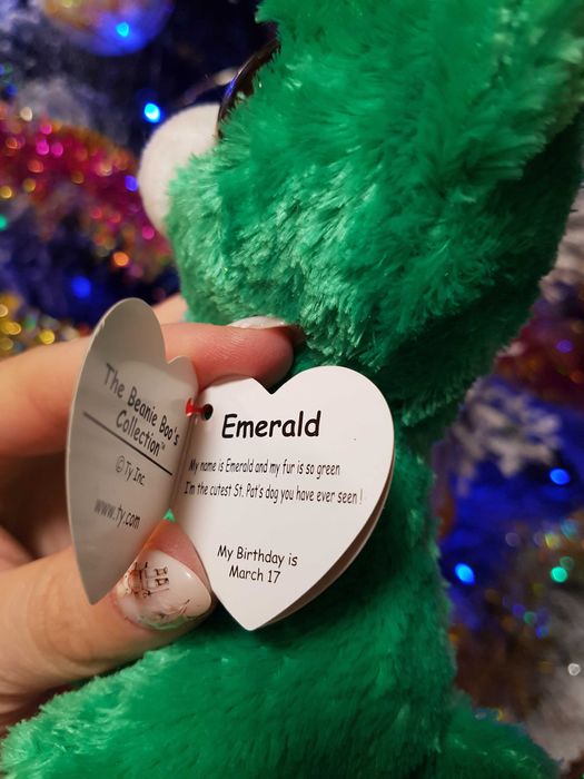 Ty beanie boos глазастик зеленый пес EMERALD 15 см