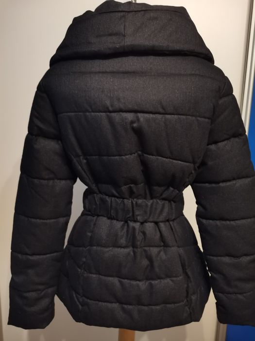 Zimowa, pikowana kurtka damska Savoir rozm 40, ciemno szara, kołnierz