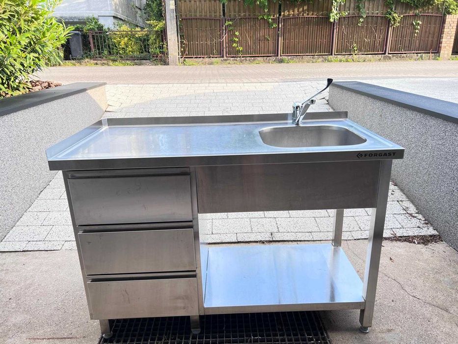 Stół gastronomiczny zlew z szufladami 125x60