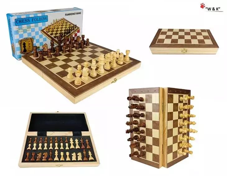 Szachy drewniane magnetyczne premium 29,5*29,5cm. W&K