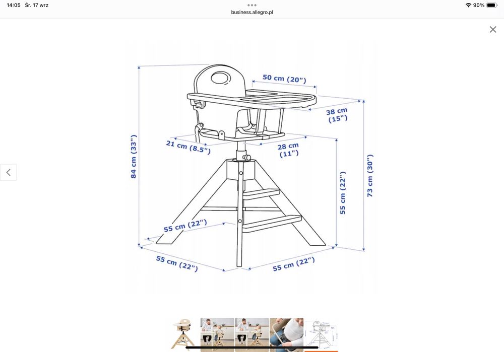 Ikea krzeslo drewniane sosnowe ze schodkami graval