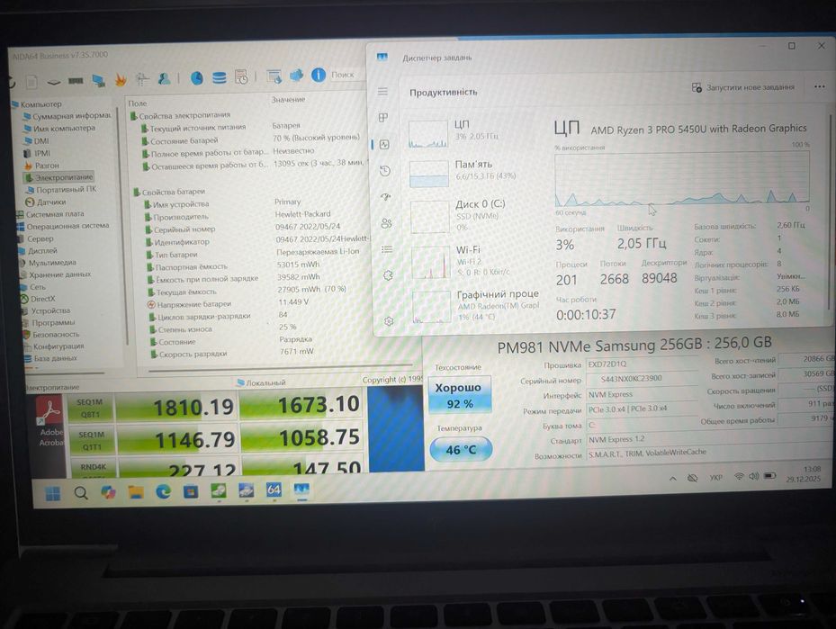 Ноутбук HP EliteBook 845 G8 , 14" FHD IPS Ryzen 3 PRO 5450u 16GB 256GB
