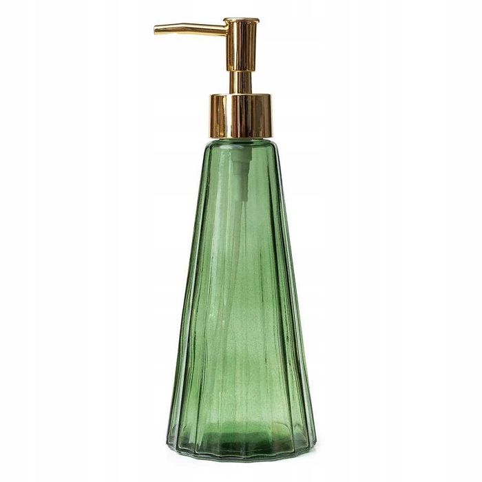 OUTLET 2x  Dozownik do mydła zielony 350ml ze złotą pompką