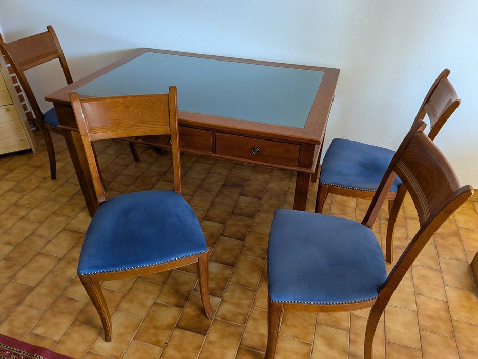 Mesa de escritório com 4 cadeiras - madeira de cerejeira maciça