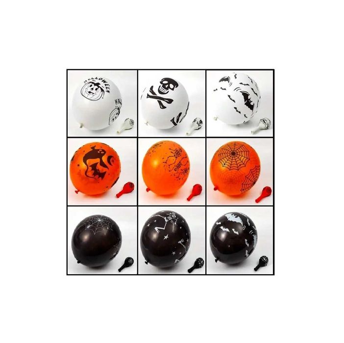 Okrągłe Balony Na Halloween Czarne Białe Pomarańczowe Zestaw Balonów
