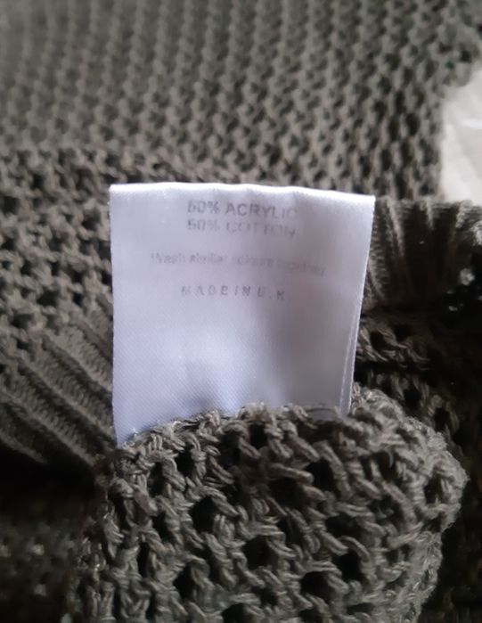 Ażurowy zielony khaki sweter 40 L oversize vintage alternative