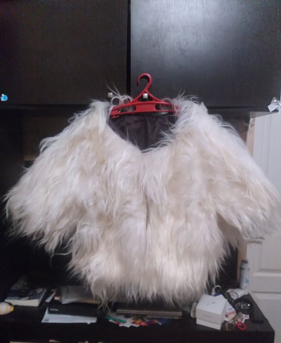 Шуба из білої лами (білого яку) оверсайз кимоно от М до ХХХЛ  невесте