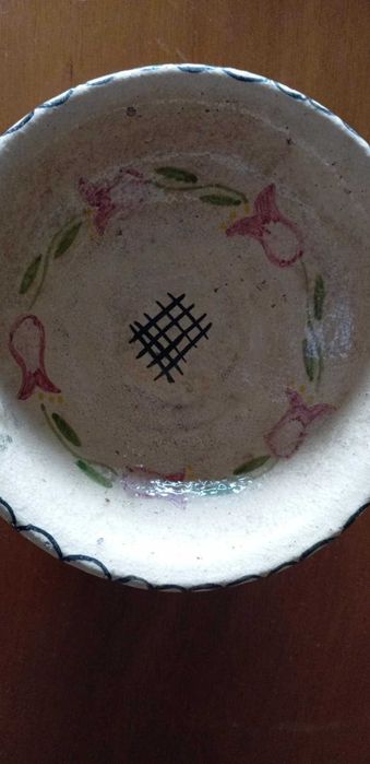 Taça antiga, artesanal, em barro vidrado
