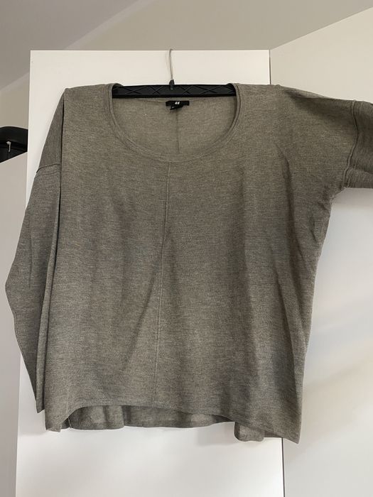 Sweter bluzka oversize H&M khaki szary oliwka