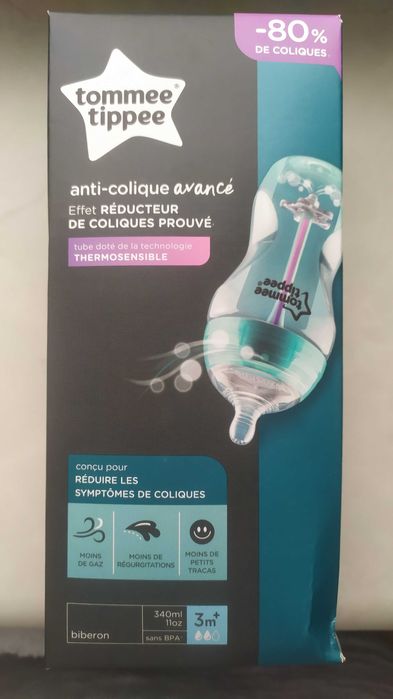 Антиколікова пляшечка 0m+, 3m+ 340ml tommee tippee