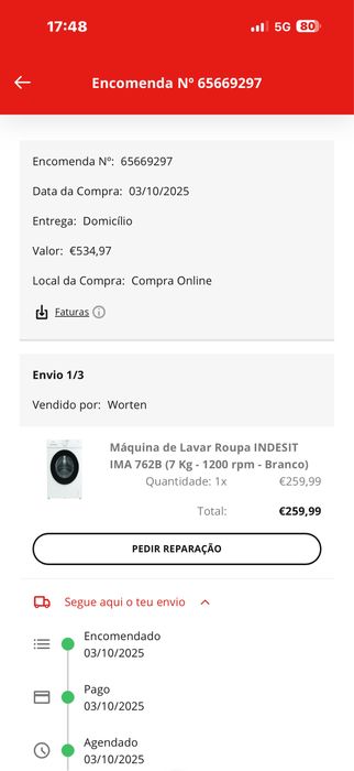 1 Maquina de lavar roupa e 1 Lavar louça