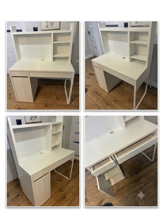 2 x białe biurko dla dzieci z nakładką zestaw Ikea Micke