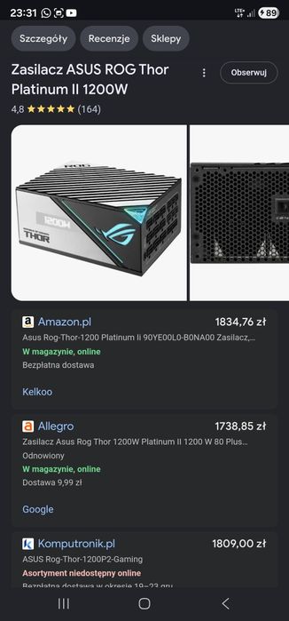 Komputer ASUS ROG i9 14900k z790 maximus 64gb ddr5