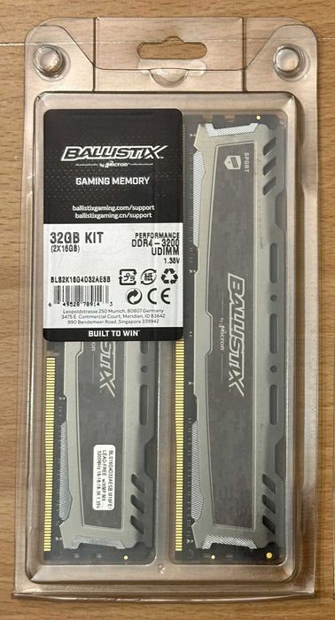 RAM DDR4 Crucial 32GB 3200MHz Ballistix Sport LT Szary CL16 (2x16GB)