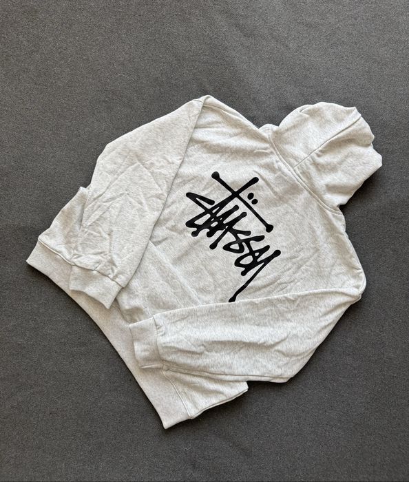 Nowa Oryginalna bluza Stussy damska/męska szary klasyk z dużym logo hoodie | Stussy Basic Hoodie | Czarna Bluza Stussy | Biała bluza Stussy  Rozmiar S