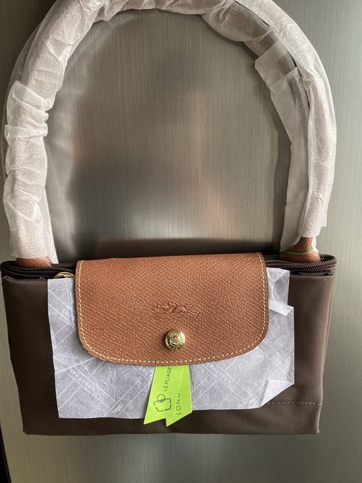 Longchamp Le Pliage Large Tote Bag - Brown Nylon with Leather Handles
