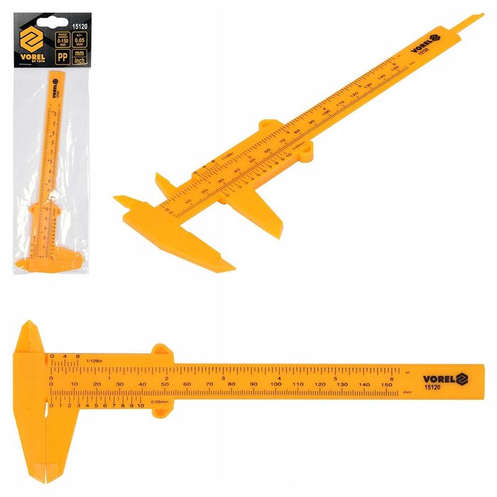 Suwmiarka analogowa 150mm, 0,05 mm. Głębokościomierz Plastikowa