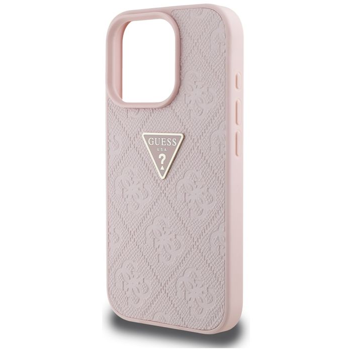 Etui Guess Hot Stamp 4G Pattern Metal Logo do iPhone 16 Pro Max różowy