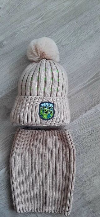 Czapka komplet ocieplana Minecraft Wyprzedaż