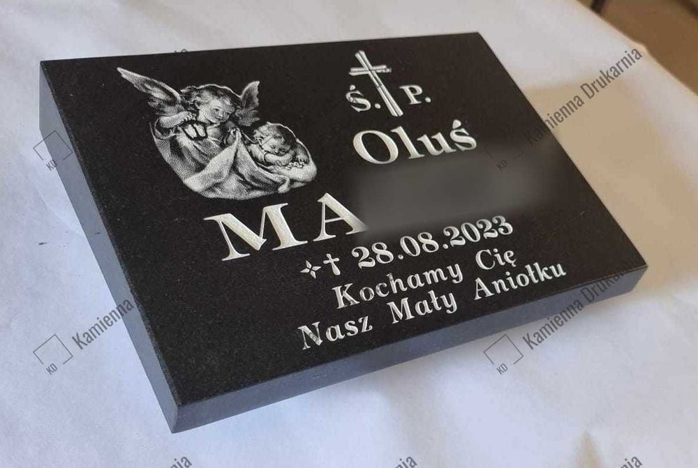 Tablica granitowa 25 cm x 30,5 cm ze zdjęciem (czarno-białe)