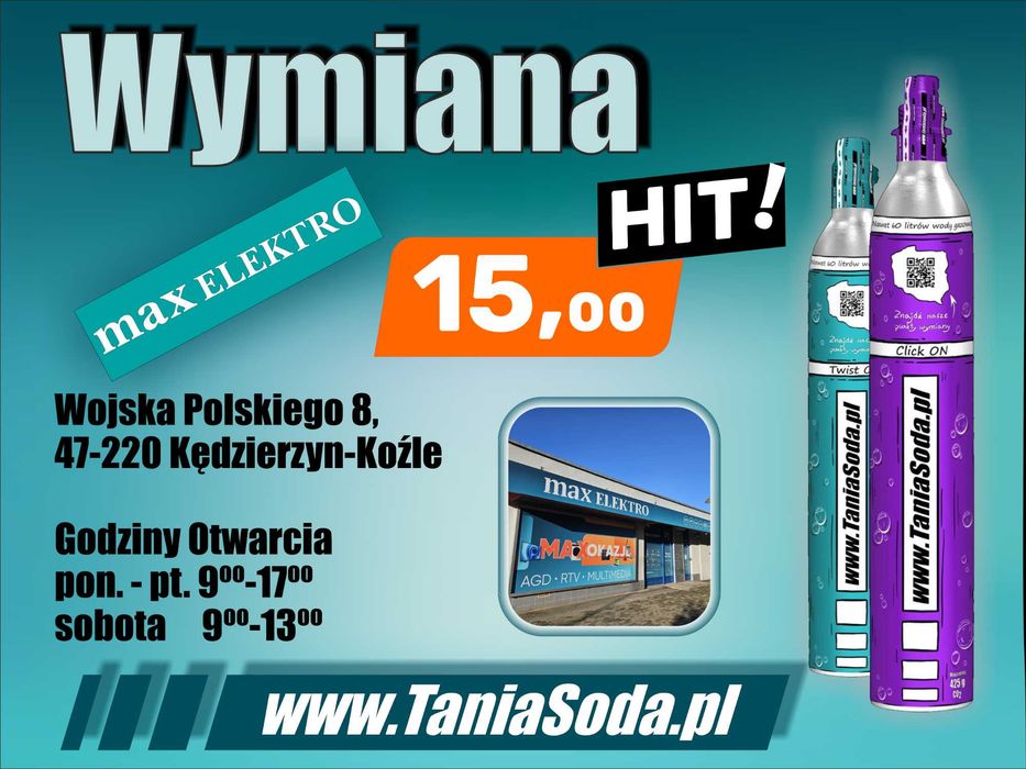 Gaz Soda CO2 425g do saturatorów Stream quick on twist on connect