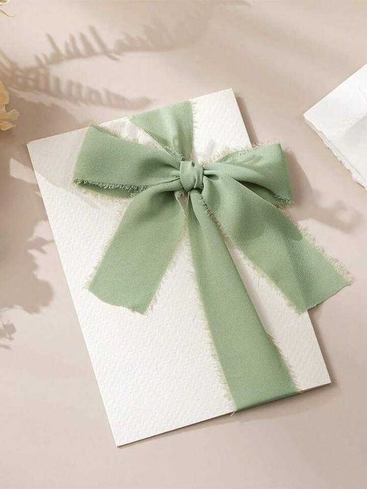 Szałwiowa wstążka szyfonowa ręcznie rwana 4 x 500 cm - Hit sezonu 2025