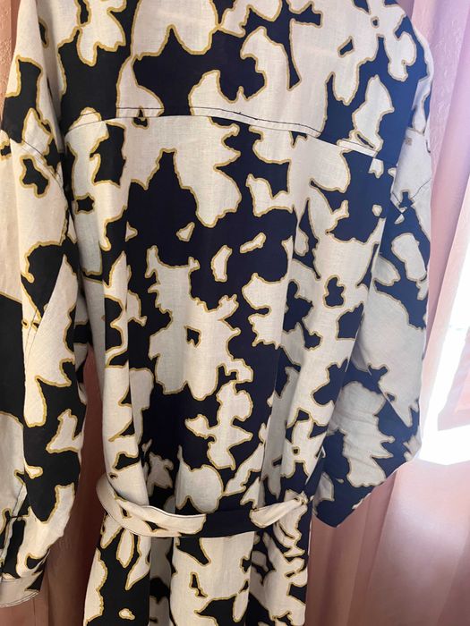 Лляна сукня сорочка  C&A Eur 42, F 44, льон XL- XXL беж квіти