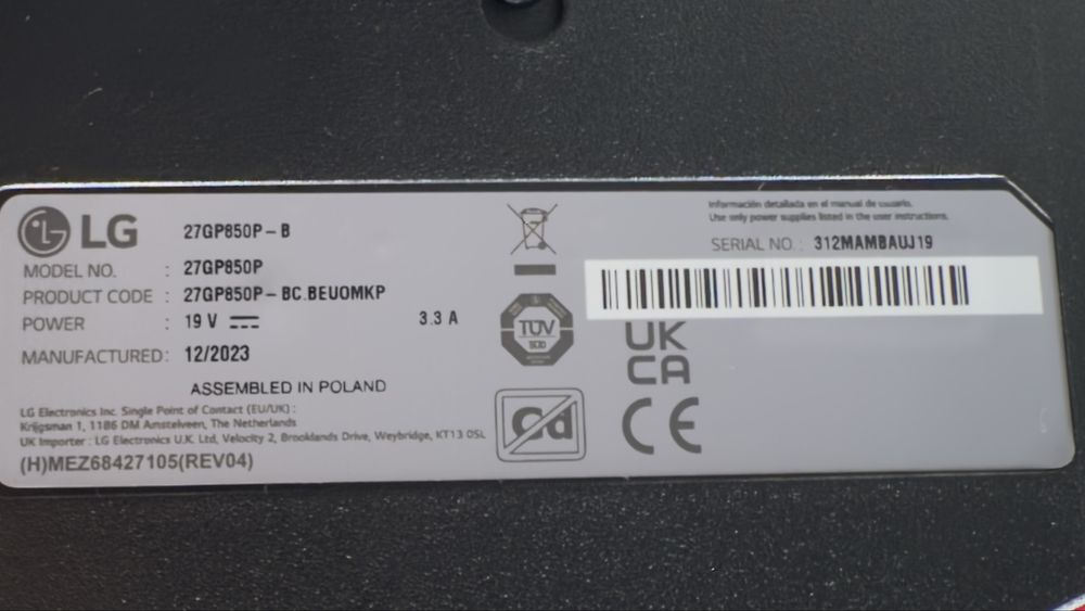 Monitor LG 27GP850P-B Nano IPS HDR 165Hz