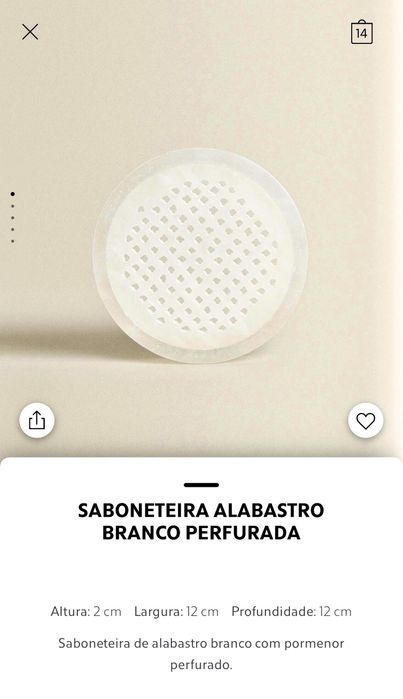 Saboneteira Alabastro Branco Perfurada Zara Home NOVO