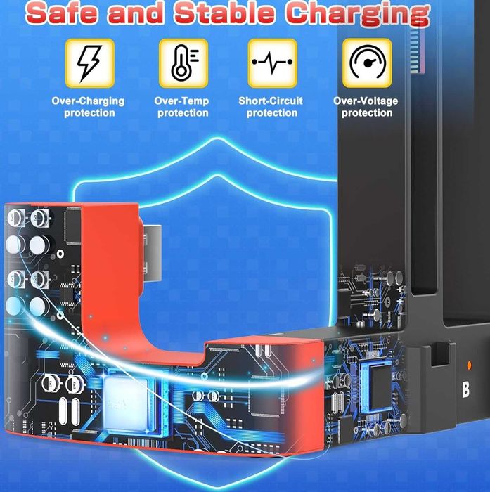Base de Carregamento Sem Fios para Nintendo Switch 2 – Carregador Rápido para até 4 Joy-Con, Indicadores LED e Carregamento Magnético novo