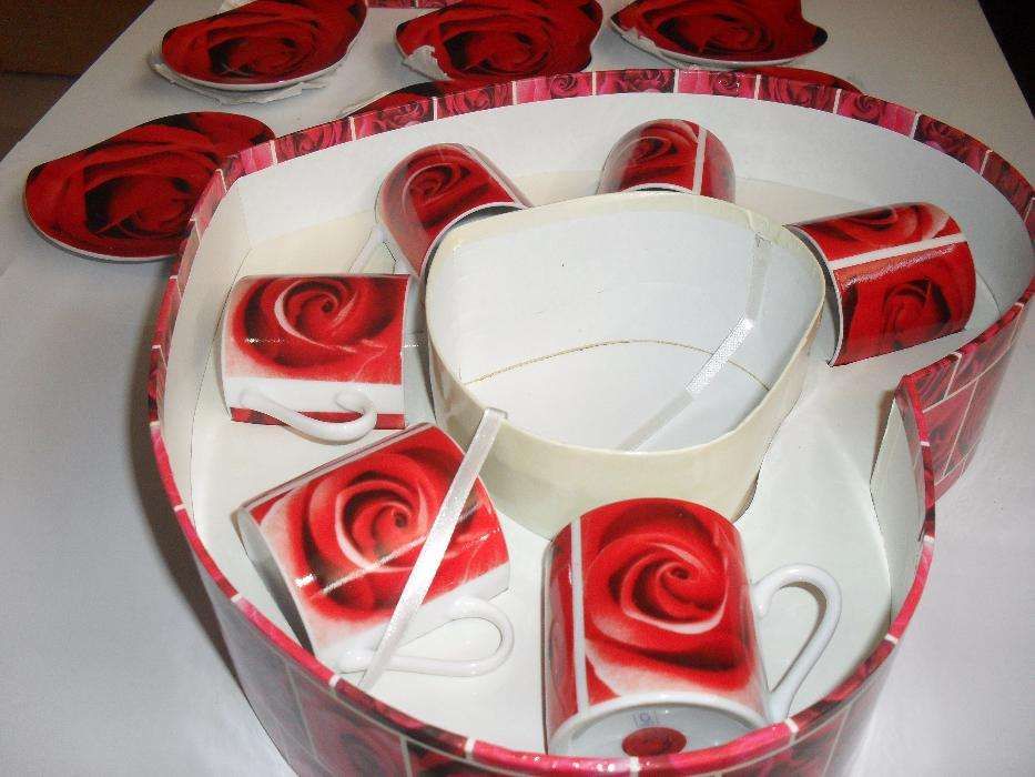 Conjunto novo de 6 chavenas para café em forma de coração423212233105100801