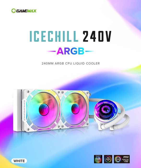 Promocja!!!GameMax Chłodnica cieczy procesora IceChill 240V biała