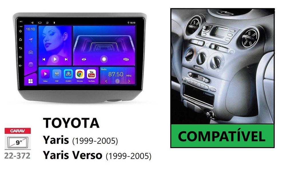 (NOVO) Rádio 2DIN Toyota YARIS (1999 até 2019) • Android GPS [4+32GB]