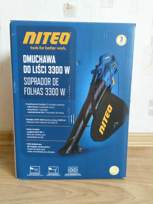 NOWY Odkurzacz Do Liści Dmuchawa Rozdrabniacz 3w1 + Torba NITEO