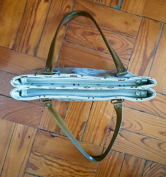 Mala de senhora creme com 3 espaços individuais + bolsa