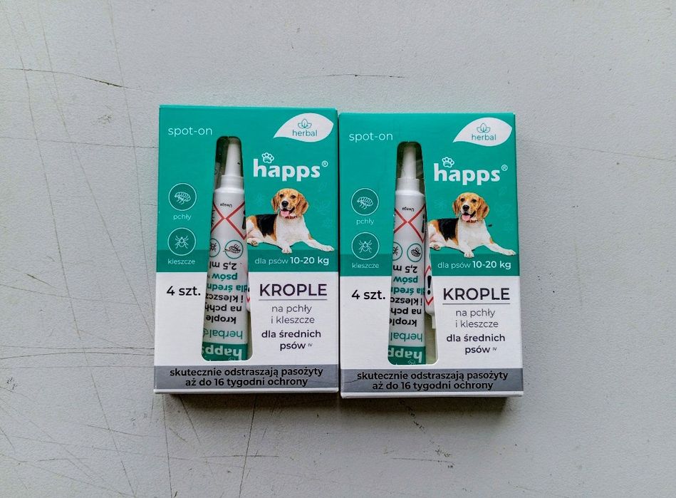 Krople na pchły i kleszcze dla psów średnich 2 opakowań 8 szt.