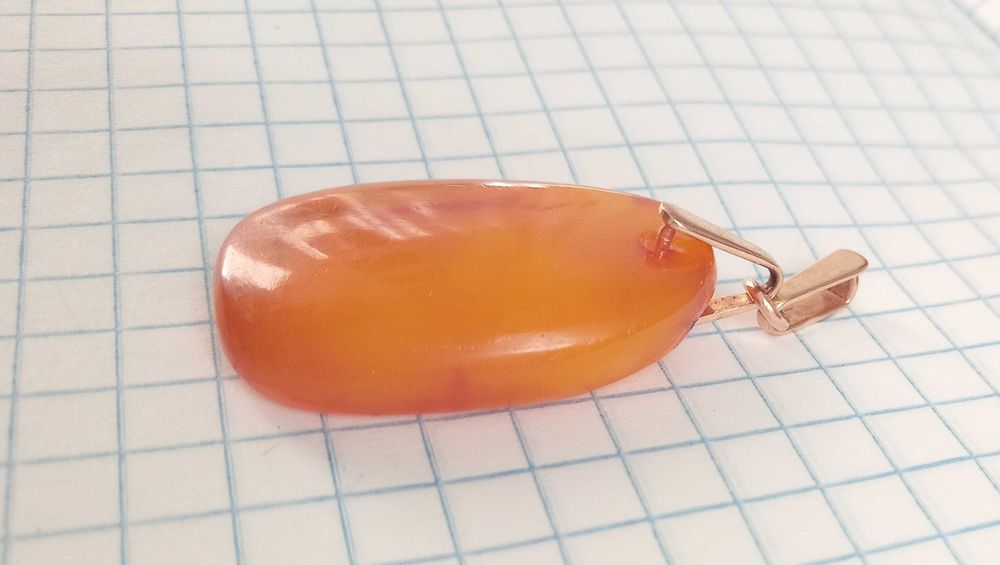 Підвіс кулон Золото 583 проба. Зірочка. 7ЯК. Янтарь бурштин СССР