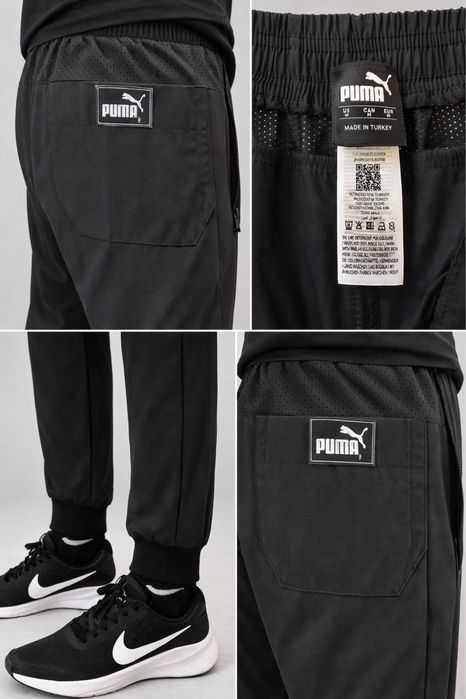 Чоловічі весняно-літні штани Puma чорні Туреччина легкі дихаючі.