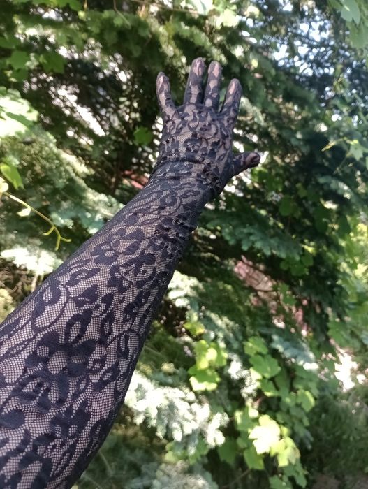 Lolita Vamp Goth koronkowe rękawiczki czarne