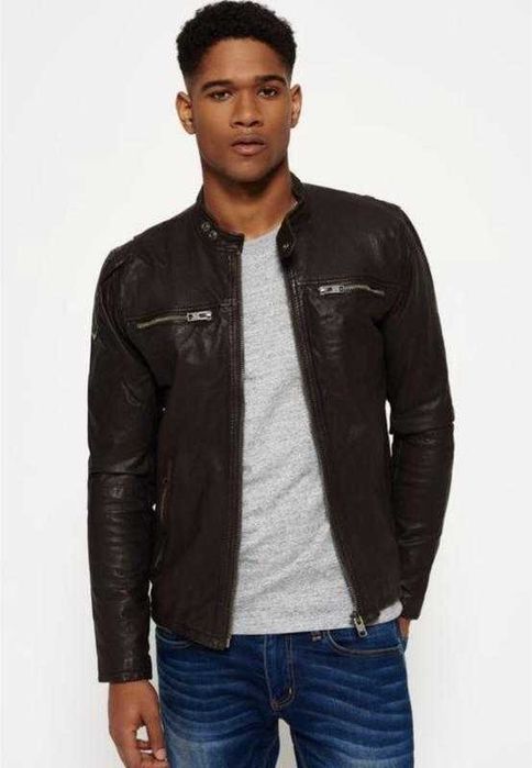 Кожаная куртка superdry vintage biker racing