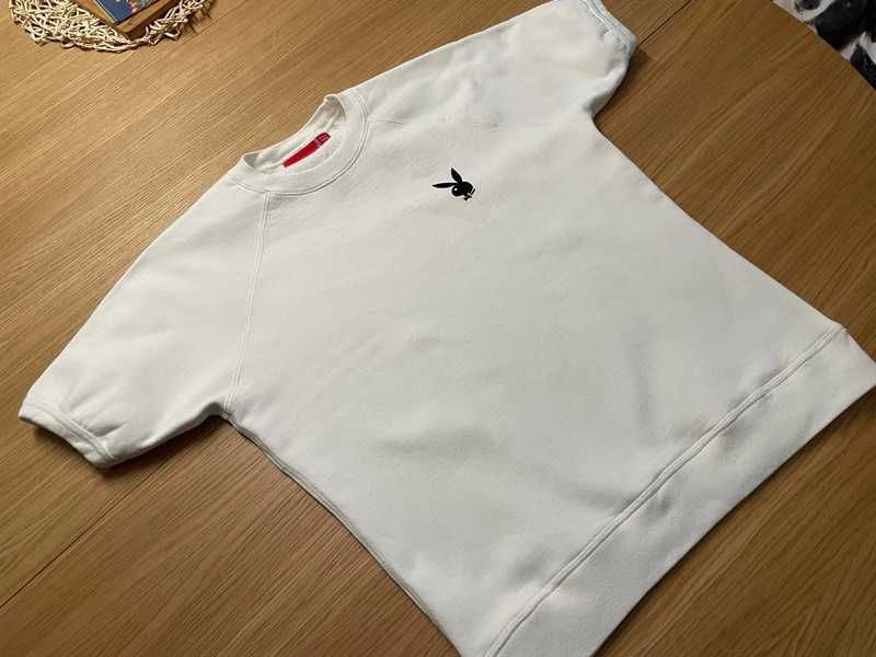 Biała bluza krótki rękaw Supreme Playboy unikat 100% oryginał S/M