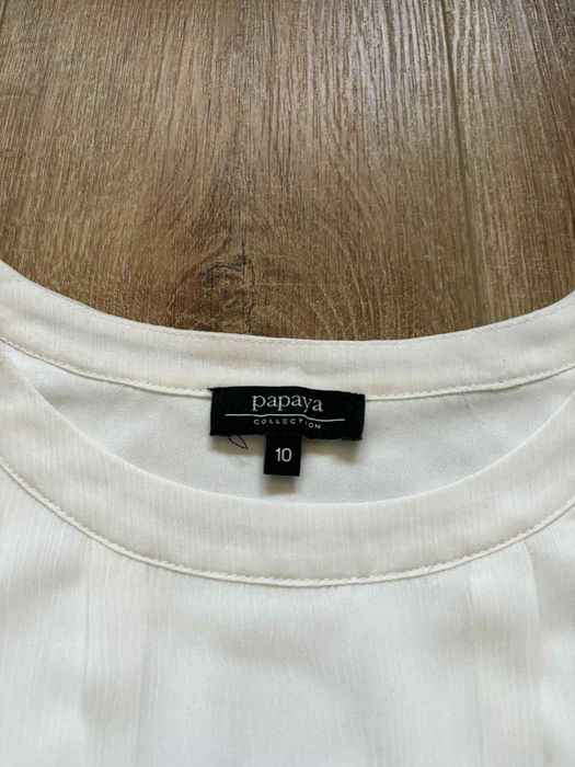Biała ecru elegancka bluzka damska z krótkim rękawem papaya
