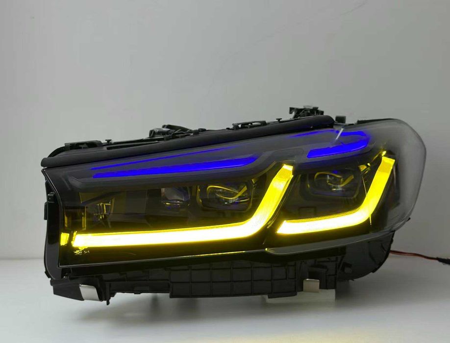 Фари BMW G30 G31 G38 стиль LCI Shadow Line з жовтим ДХО Г30 Г31 Г38
