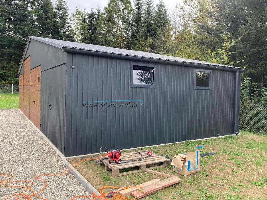 Garaż blaszany 12x6m 11x6 Silver-stal Garaże RAL 7016